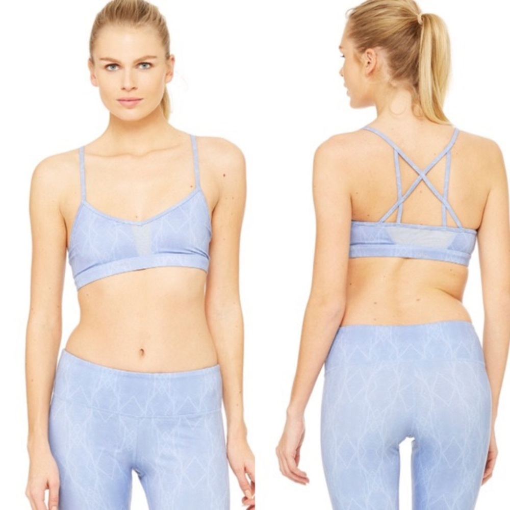 Alo yoga Goddess Bra Tree Lace Sky small NWT